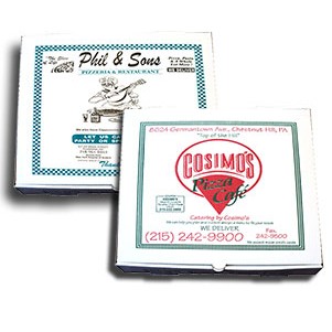 Custom Printed Corrugated White Pizza Box (9"x9"x1 1/2")